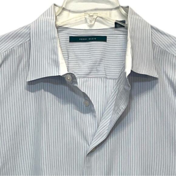 Perry Ellis Striped Button Down Shirt baby blue pinstripes cotton Men’s Size XXL - Picture 2 of 7